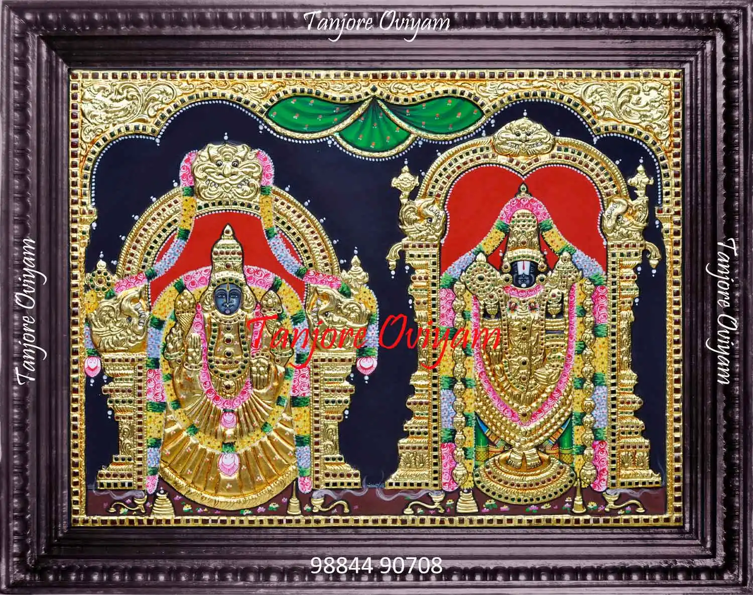 Thayar Balaji painting with traditional gold, detailed arches and classic Tanjore craftsmanship